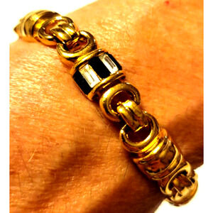 Vintage Estate Chain Link Bracelet 7.5" Long 14K GS Gold Shield Plated w/bead